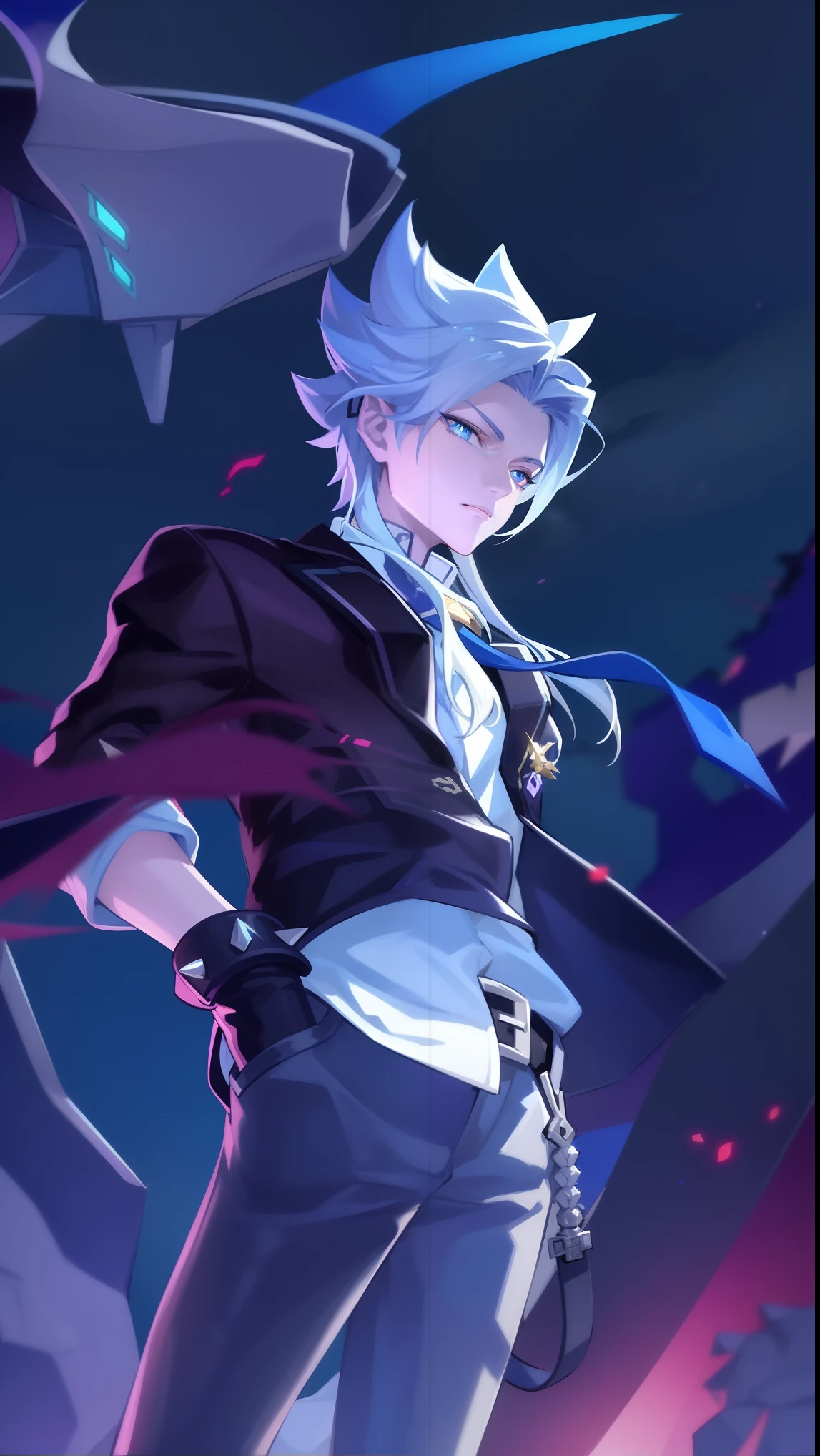 Anime anime boy standing on the roof overlooking the full moon city,  inspired by the character portrait of Masanobu Okumura, pop pixiv,  neo-romanticism, handsome guy in demon killer art - SeaArt AI