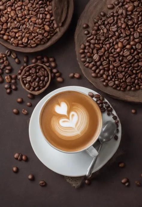 a cup of coffee, beans, espresso, outdoor, mountain, cinematic, professional photography, studio lighting, studio background, advertising photography, intricate details, hyper-detailed, ultra realistic, 8K UHD