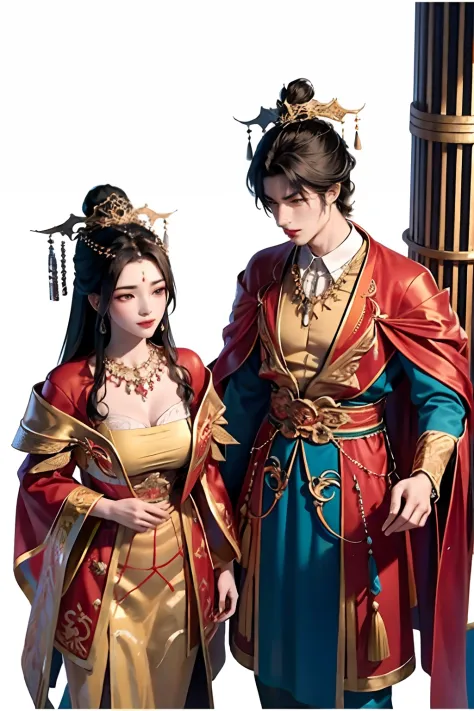 (obra-prima, qualidade superior, melhor qualidade, arte oficial,  Uma cena do casamento de Gengis Khan e Borte, quando eles tinh...