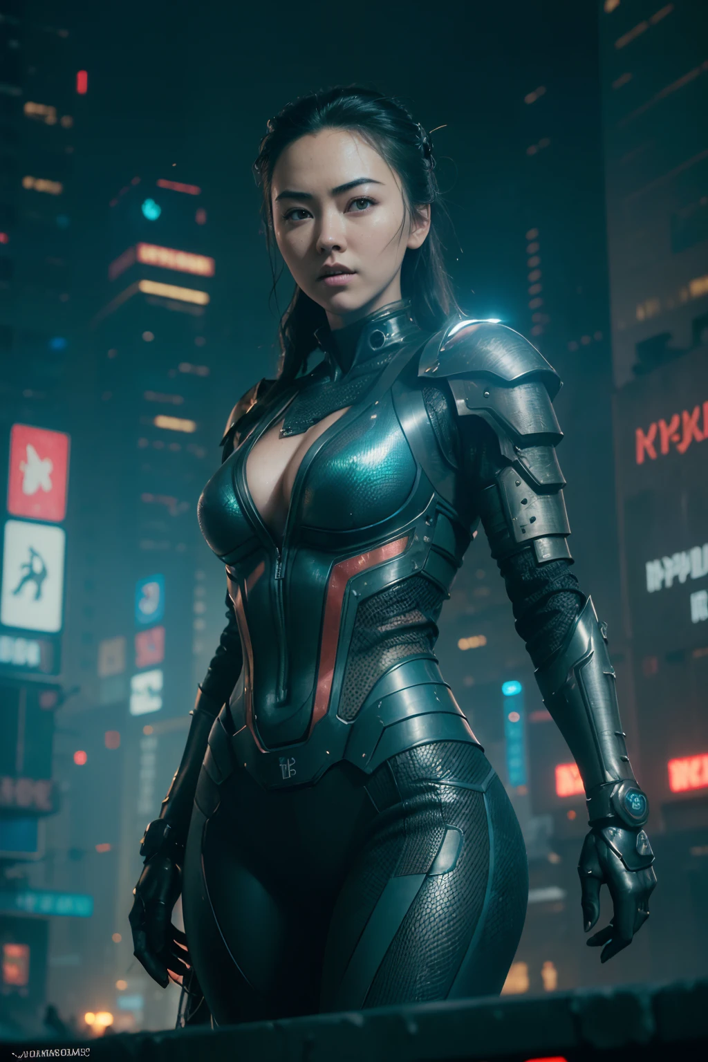 (((Jessica Henwick in a futuristic cyberpunk ninja assassin armor, leuchtende Roboter-Ninja-Rüstung )), (dynamische pose), (Meisterwerk), (hyper realistisch:1.4), (realistisch:1.3), (beste Qualität, echte Texturhaut),  (filmische Beleuchtung), (Filmszene), 1schöne Frau, (leuchtendes Licht), Hochdetaillierte Haut, Hautporen, (sehr detailliertes Gesicht:1.1), (Sehr detaillierte Augen:1.1), realistisch pupils, (Perfekte Anatomie:1.1), (Perfekte Proportionen:1.1), (Fotografie:1.1), (photorealistisch:1.1), volumetrische Beleuchtung, dynamische Beleuchtung, echte Schatten, (highres:1.1), scharfer Fokus, (realistisch, hyperrealistisch:1.4), kompliziert, Hohe Detailliertheit, dramatisch, Untergrundstreuung, große Tiefenschärfe, lebendig, Poliert, geschärft, ((voll scharf)), (extrem absurd),8k hdr, ((Cyberpunk-Hintergrund der Stadt Hongkong))