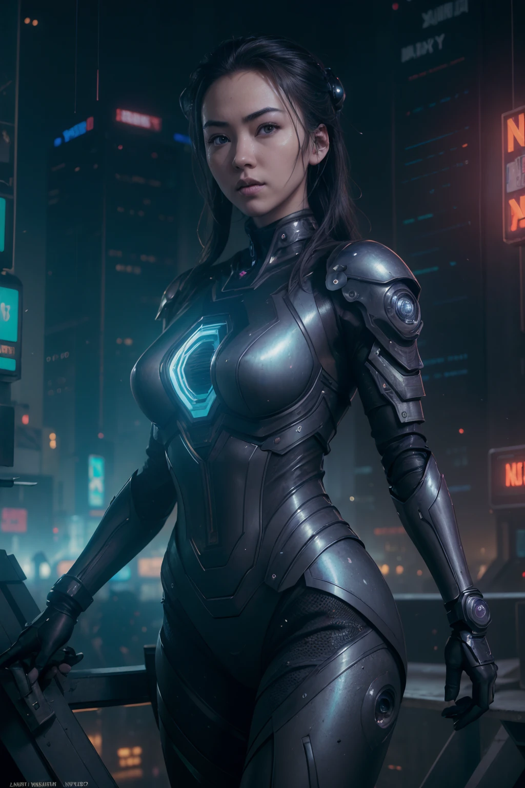 (((Jessica Henwick in a futuristic cyberpunk ninja assassin armor, leuchtende Roboter-Ninja-Rüstung )), (dynamische pose), (Meisterwerk), (hyper realistisch:1.4), (realistisch:1.3), (beste Qualität, echte Texturhaut),  (filmische Beleuchtung), (Filmszene), 1schöne Frau, (leuchtendes Licht), Hochdetaillierte Haut, Hautporen, (sehr detailliertes Gesicht:1.1), (Sehr detaillierte Augen:1.1), realistisch pupils, (Perfekte Anatomie:1.1), (Perfekte Proportionen:1.1), (Fotografie:1.1), (photorealistisch:1.1), volumetrische Beleuchtung, dynamische Beleuchtung, echte Schatten, (highres:1.1), scharfer Fokus, (realistisch, hyperrealistisch:1.4), kompliziert, Hohe Detailliertheit, dramatisch, Untergrundstreuung, große Tiefenschärfe, lebendig, Poliert, geschärft, ((voll scharf)), (extrem absurd),8k hdr, ((Cyberpunk-Hintergrund der Stadt Hongkong))