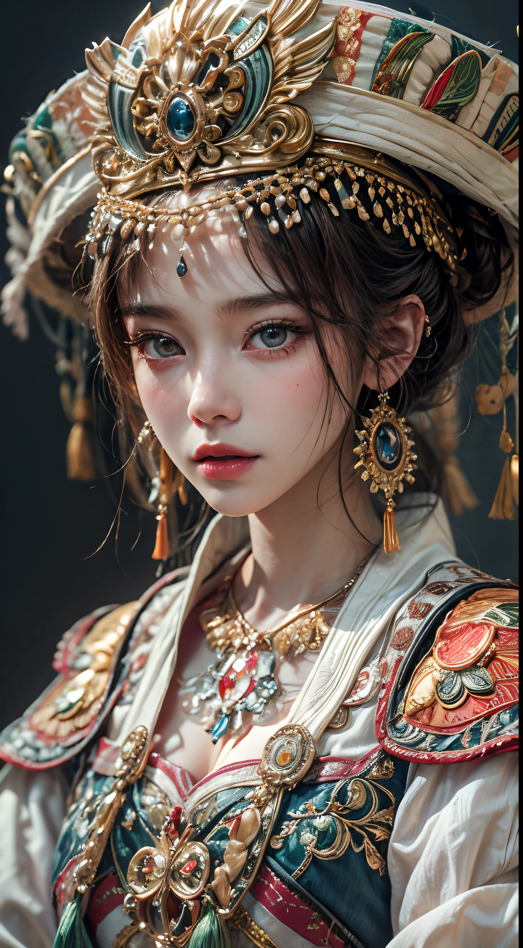 （tmasterpiece，best qualtiy，realisticlying：1.37），（Complex and sophisticated，Highly detailed skin and face），Hmong girls wearing Hmong costumes (by Artist Anna Dittman:1), (((Masterpiece))), (((Best quality))), ((Ultra-detailed)),(Detailed light),((An extremely delicate and beautiful)), Hmong,garments、head gear、耳Nipple Ring，with a pure white background，Cut out the soft lighting of the movie，8k wallpaper，Solidarity，art  stations，High resolution CG,8K, RAW Photos, Highest Quality), Realistic, Intricate Detail, Extremely Detailed Eyes and Eyelashes, Portrait, Close-up, Digital SLR, Ultra Quality, Fujifilm , Hyper Realistic, Masterpiece , extremely detailed,beautiful details, best quality, official art, most detailed ultra 8k CG unity wallpaper (masterpiece: 1.3), (8k, optical, RAW photo, best quality : 1.4), Sharp focus: 1.2, ( (Large) chest :1.4) )), Highly detailed face and skin texture, high resolution Extremely high resolution, hyper-realistic, detailed tall, (8k), (best quality), nice detailed nose, full body,