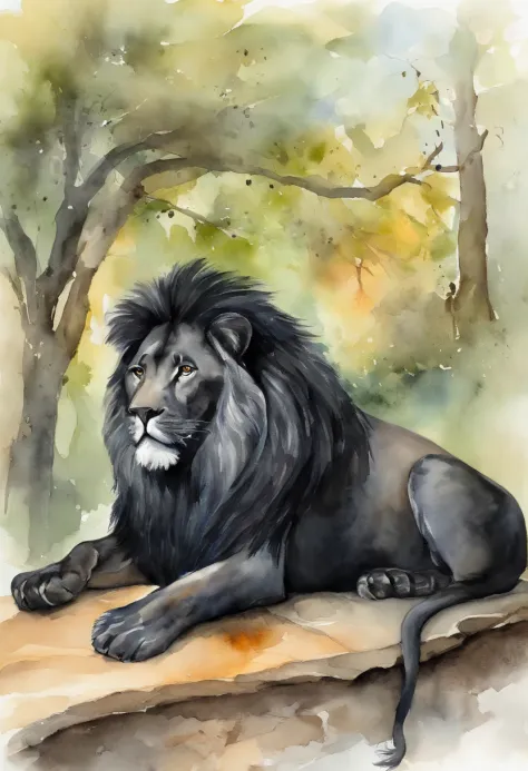 Picture of Black Lion and Bench coloring