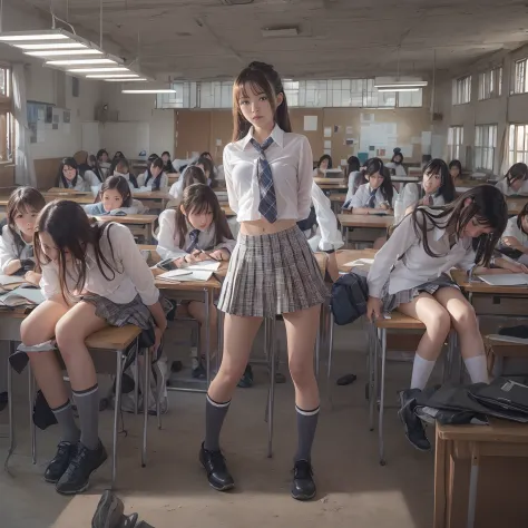 (((nffsw))), (((masutepiece))), (((8K))), (((hight resolution))), (((surrealism))), (((Cinematic lighting))), god rays, Zoom Layer, (((FULL BODYSHOT))), F/4.0, canon, Shiny skin,Detailed skin,Detailed face, Detailed eyes, The FW, Serious schoolgirl in Japa...