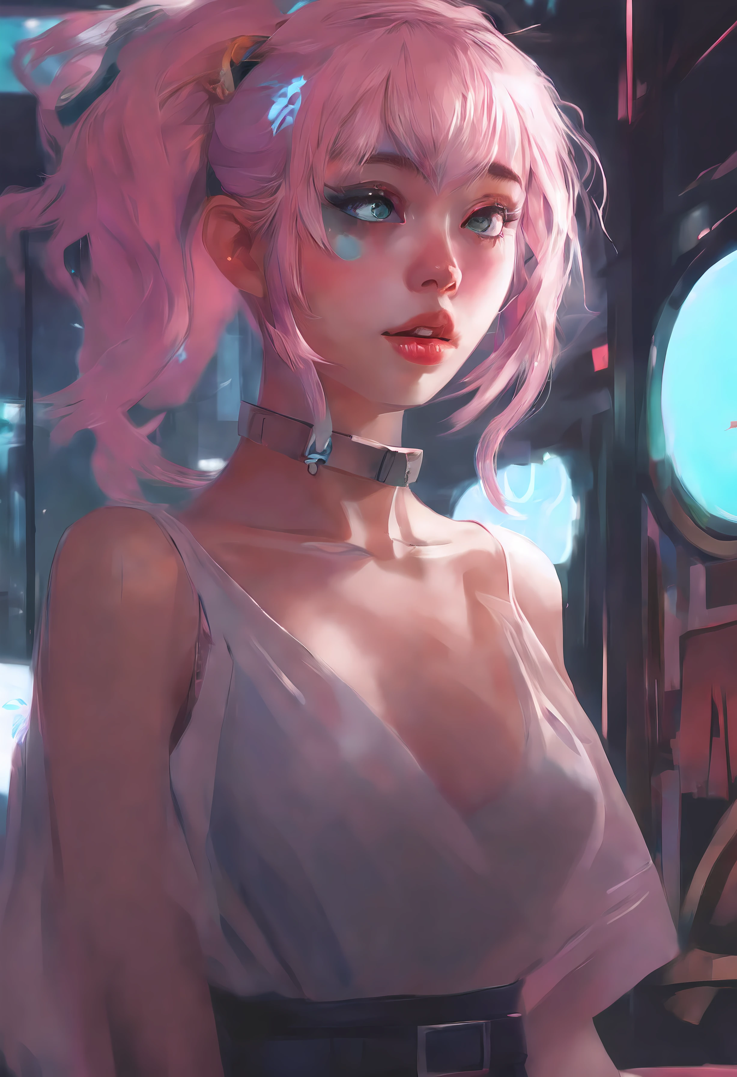 fille  cheveux blanc, with blue eyes and pink hair girl with anime green eyes looking at herself in a dark room, Dreamy psychedelic anime, Art Deco goes beyond aesthetic anime, artwork in the style of guweiz, Anime style mixed with Fujifilm, anime styled digital art, Style anime 4 K, Detailed digital anime art, Award-winning aesthetic anime, Anime Vibes, digital anime art, Anime aesthetics, Zerochan Art