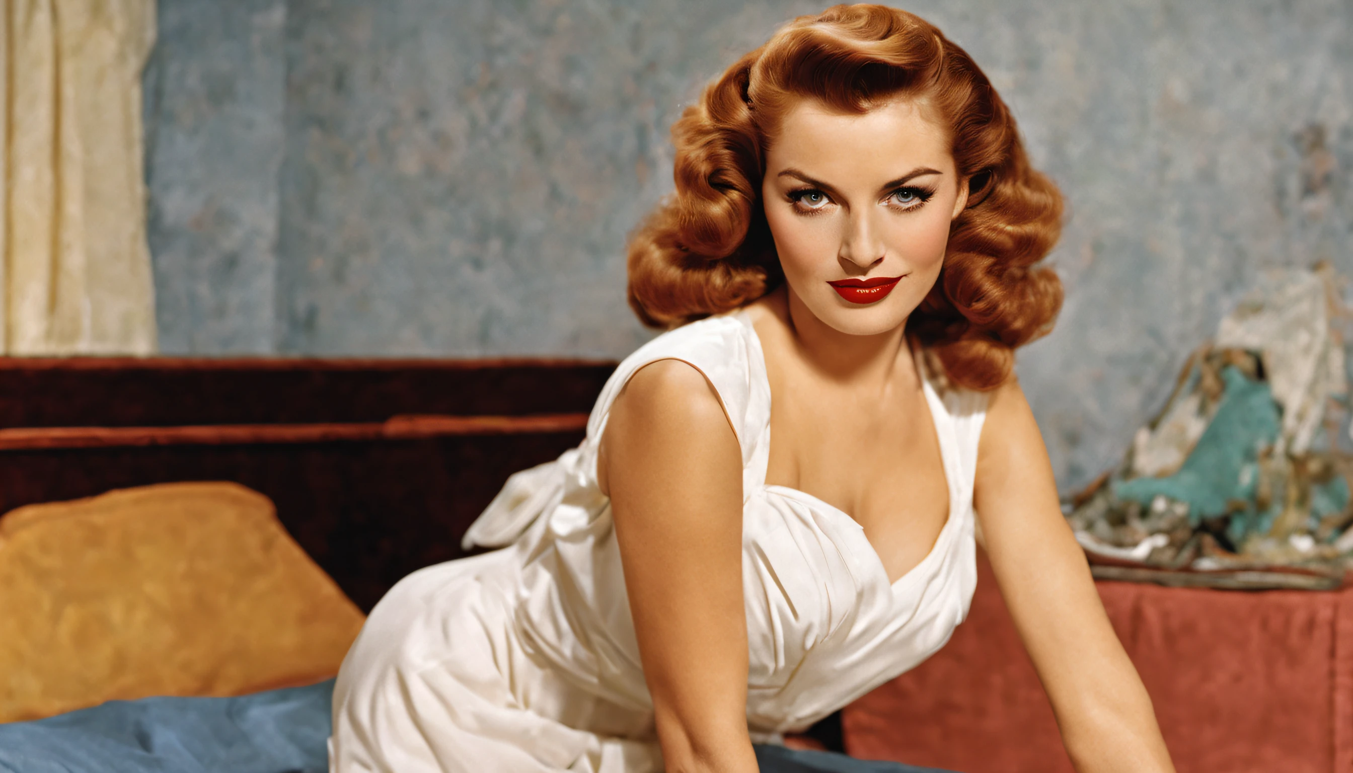 Les pin-up dans les années 50, Femme perverse, regarder à huis clos, Je suis、robe blanche