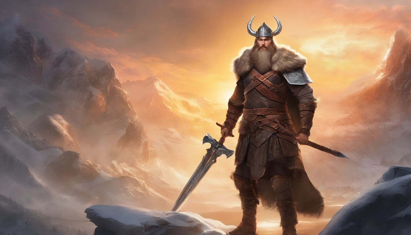 Un feroz guerrero vikingo vestido con una pesada armadura vikinga