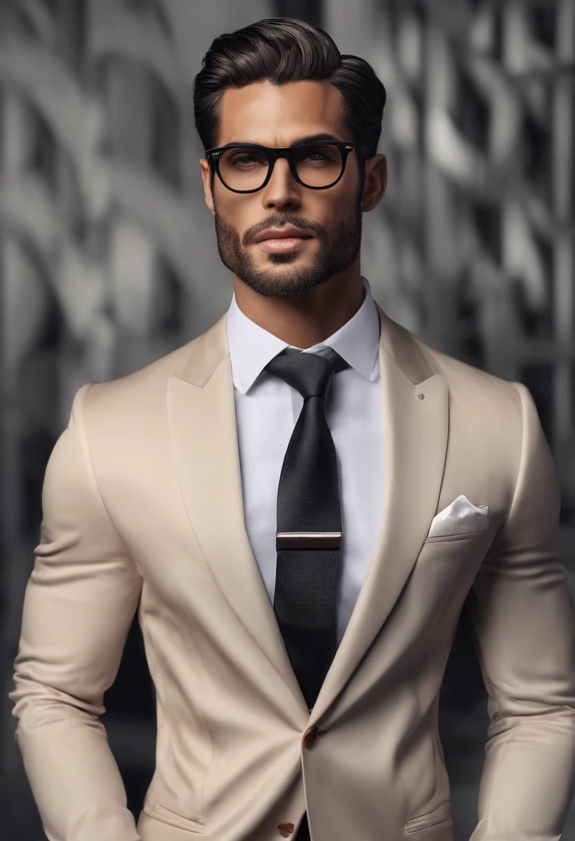 A close up of a man in a suit and tie with glasses - SeaArt AI