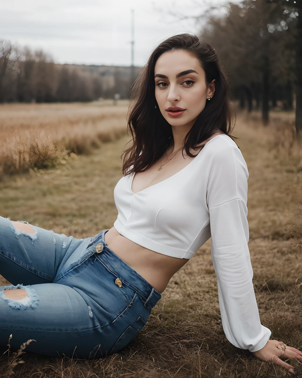 Photo d'une femme, metis, Jorja Smith, visage innocente, Instagram template, Laying in an abandoned area,vetement de soldat,Guerre,skinny waist and thick hips, Illustration tendance, Grandes proportions, Tendances, Soldiers High quality art, Art artistique tendance, Cool Pose, Artwork, jeans, Tendances militaires, Art mixte, Bel art, casual pose, side pose, dans une aur d'airsoft,light makeup,yeux brun, cheveux brun,peau brillante,hyper detailed, Captured by Panavision Panaflex Platinum Camera with Panavision Primo Primes 50mm T1 spherical lens.9