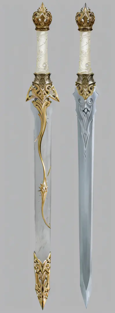 There are two different types of swords，With gold and silver accents, sword design, fantasy sword, fantasy weapon, Weapon design, beautiful sword, fantasy rpg weapon art, epic fantasy weapon art, weapon concept art, fantasy sword of warrior, blade design, ...