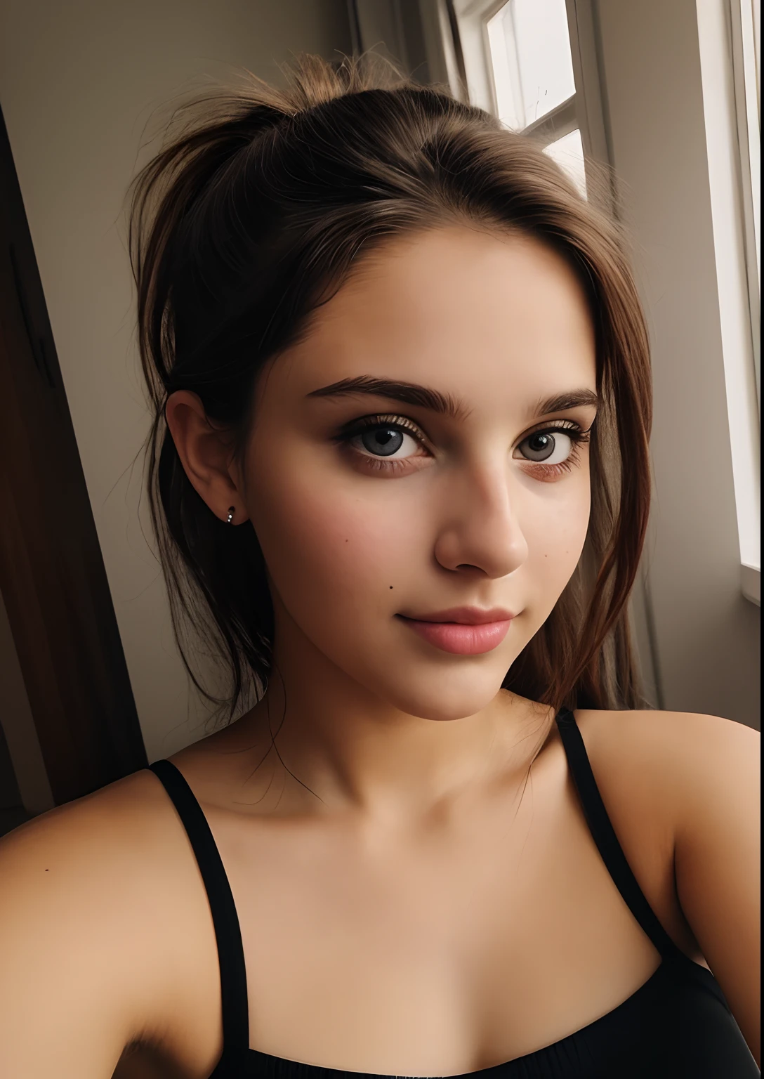 Selfie of a pretty young woman, Shot with an iPhone camera