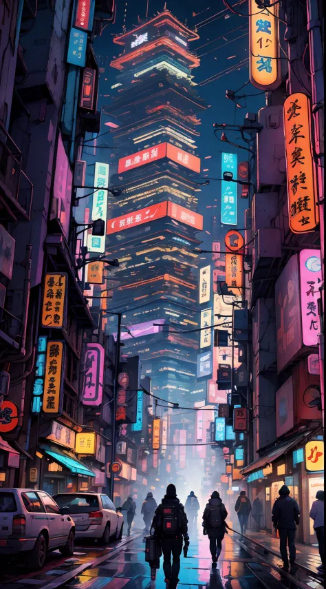 city of the future, tokyo,cyberpunk, neon signs, intricate, cyberpunk night, masterpiece,