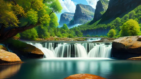 landscape, water (extremely detailed CG unity 8k wallpaper), the most beautiful artwork in the world, professional majestic oil ...