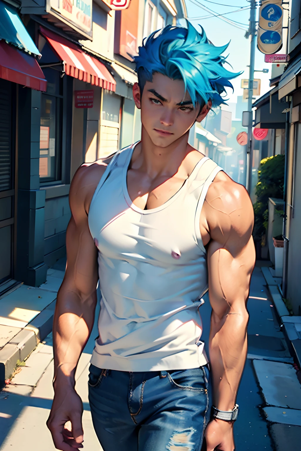 Anime style art)), Extremely muscular masculine character