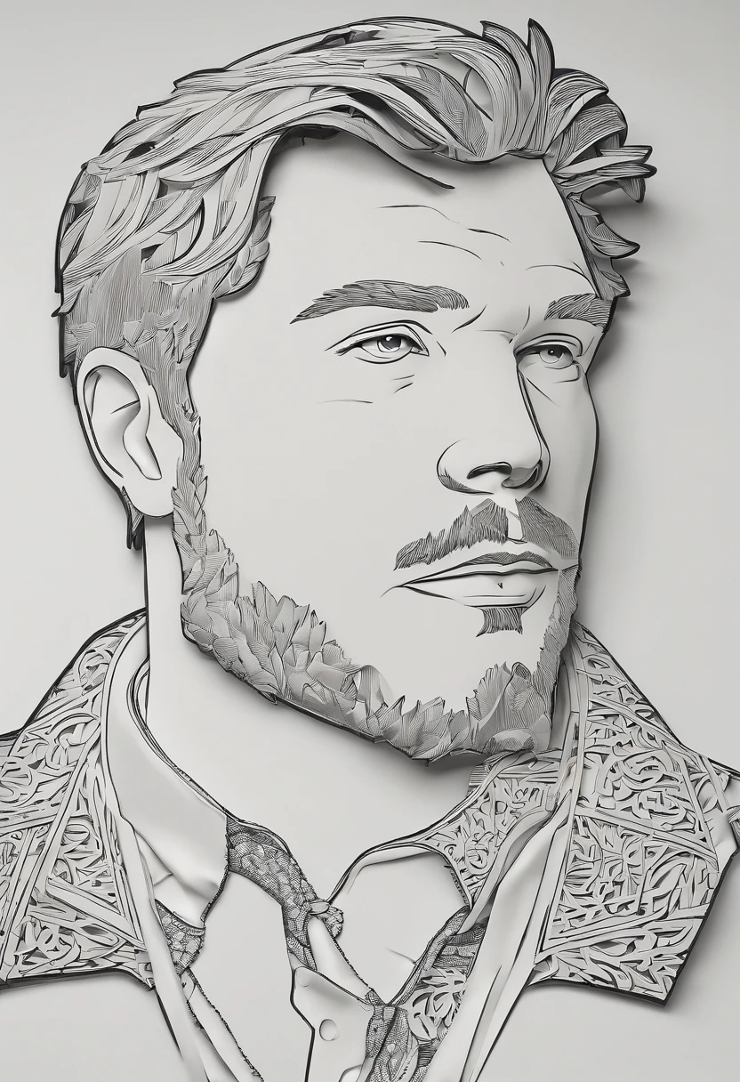 Um close up de um desenho de um homem com barba - SeaArt AI