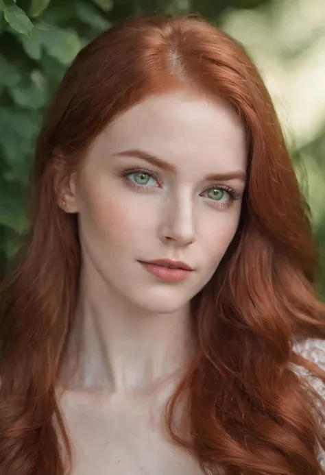 redhead haired woman with green eyes and long hair, sexy girl with ...