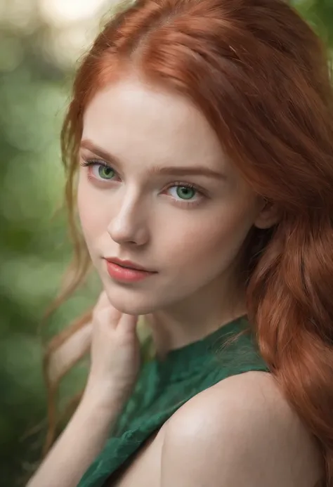 redhead haired woman with green eyes and long hair, sexy girl with ...