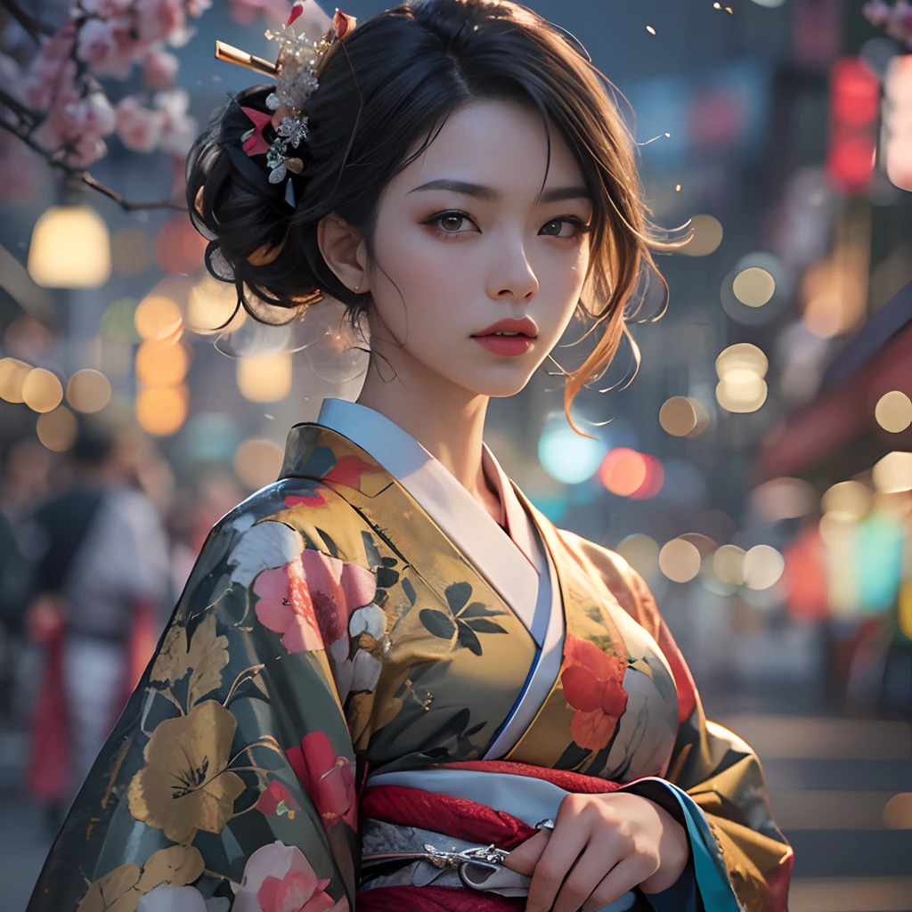 watching at viewers、Background with((ancient city:1.2)And the moon、(dense background:1.5))、BREAK {{{Luxury kimono(Colorful kimono(Detailed golden embroidery,))}}}、face perfect,Depict a beautiful and graceful woman of Japan,poneyTail、Woman with shiny black hair、perfect hand,Heart in the eye。odd eye,full body Esbian,Blur the background with a sickle,((masutepiece)), ((Best Quality))Wallpapers 16K, .Blur the background with a sickle,BREAK,((masutepiece)), ((Best Quality)),epicd(Lige Fries Photography、sony a7、50 millimeters、pores:1.5、Farbe、ultra-detailliert:1.5、film grains:1.4、hyper realisitic:1.5)、octan render、 ultra realistic lifelike textures、​masterpiece、unrealengine5、the Extremely Detailed CG Unity 8K Wallpapers、Madly detailed photo、Ultra-realistic light、(Pulitzer Prize for Best Photography、Taylor Wessing Award for Best Photography)