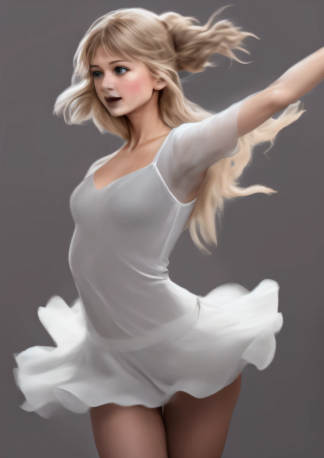 A close up of a woman in a white dress posing - SeaArt AI