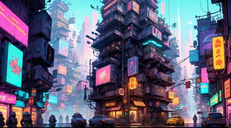 Future City,Tokyo,cyberpunk,(Neon Signs),(Intricate:1.3),Cyberpunk Night,Masterpiece,(Droids:1.3),(Mechs:1.5),RGB,Cyberpunk City Sci-Fi Movie,(Bridge),Cables,Super Detailed,High Quality,Super Detail,Crazy Details , highly detailed, Epic composition, Best q...