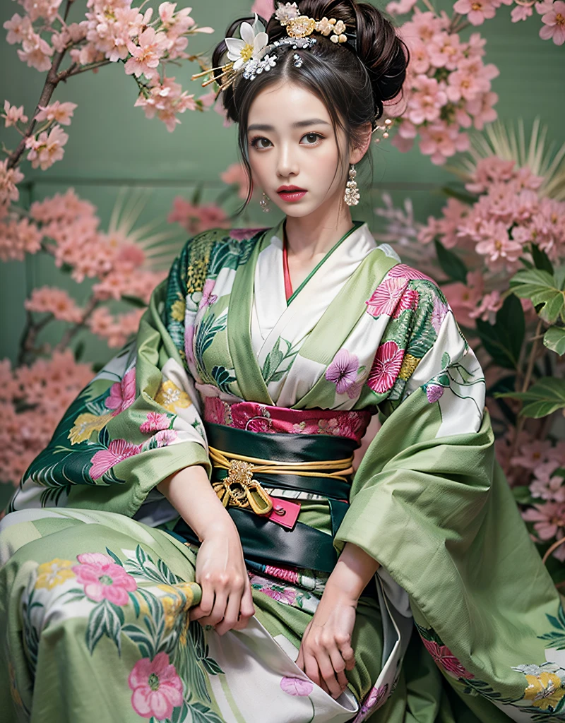 (นางแบบแสนสวยเป็นโสเภณีในละครมหากาพย์ของญี่ปุ่น:1.3, ทรงผมของเดทเฮียวโกะ:1.6, สไตล์โออิรัน:1.4), (ตามลำพัง), ((ใบหน้าคือ 80% ความงามและความสง่างาม, 20% สวยและน่ารัก):1.5), (รากฐานของเธออยู่ในยุโรปตะวันออกและเอเชีย), ดวงตาที่ชัดเจน, (ดวงตาที่มีรายละเอียด, ดวงตาสีเขียวอ่อน, นักเรียนที่สดใส), เปลือกตาสองชั้น, (ริมฝีปากเซ็กซี่มีความหนาเล็กน้อย:1.2), super detailed and incredibly high resolution สไตล์โออิรัน Kimono, พื้นผิวใบหน้าที่มีรายละเอียดสูง, รูปร่างที่โดดเด่น, ผู้หญิงที่โค้งมนและมีเสน่ห์มาก, The colors of สไตล์โออิรัน kimonos are very colorful, ต้นฉบับ, และงดงาม, ภาพถ่ายสี RAW ความละเอียดสูงระดับโปร, หยุดพัก (Wearing a colorful สไตล์โออิรัน kimono with plenty of bright matcha green color), (สีหลักคือสีขาวอ่อนโยน, สีเขียวมัทฉะที่สดใสโดดเด่น), (elaborately made classical Japanese colorful สไตล์โออิรัน kimono), ((ลวดลายเป็นลายหินอ่อนสีเขียวมัทฉะสดใส, มัทฉะสีเขียวเข้ม, และสีขาวผสมกัน, เหมือนมัทฉะโอเล)), (black สไตล์โออิรัน obi that matches this สไตล์โออิรัน kimono), ((bright matcha green and dark matcha Green and white marble pattern สไตล์โออิรัน kimono)), (พื้นหลังเป็นห้องนั่งเล่นสไตล์ญี่ปุ่น | โอตยาชิตู) หยุดพัก ((คุณภาพดีที่สุด, 8k)), โฟกัสคมชัด: 1.2, (ตัดเลเยอร์, ใหญ่: 1.2), (ภาพบุคคลที่สมบูรณ์แบบ: 1.4 ), (Beautiful shape and ใหญ่ breasts: 1.3), เอวบาง, (รูปร่างมือที่ถูกต้อง: 1.5), (ยิงเต็มตัว | คาวบอยช็อต | มุมมองด้านหลัง)