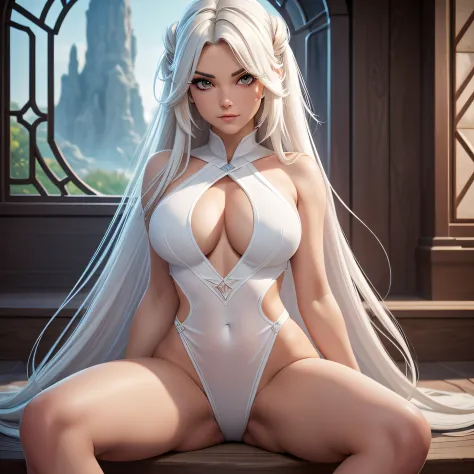 detailed long white hair,  huge file size, 1girl, ultra sexy hyper seductress, Jedi master in deep meditation, in jedi outfit, sitting cross-legged, (desert oasis:1.1), extremely detailed face, RAW photo, film grain, masterpiece, UHD, HDR, FujifilmX, skin ...
