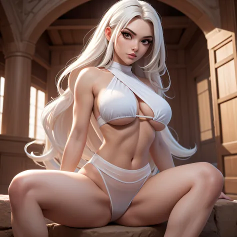 detailed long white hair,  huge file size, 1girl, ultra sexy hyper seductress, Jedi master in deep meditation, in jedi outfit, sitting cross-legged, (desert oasis:1.1), extremely detailed face, RAW photo, film grain, masterpiece, UHD, HDR, FujifilmX, skin ...