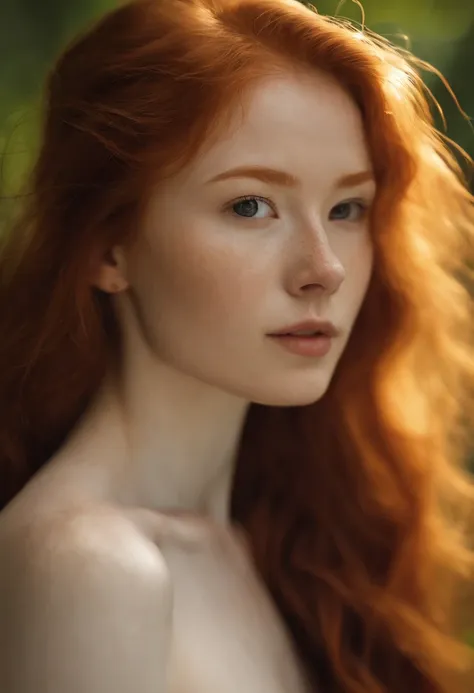 A close up of a woman with long red hair posing for a picture - SeaArt AI