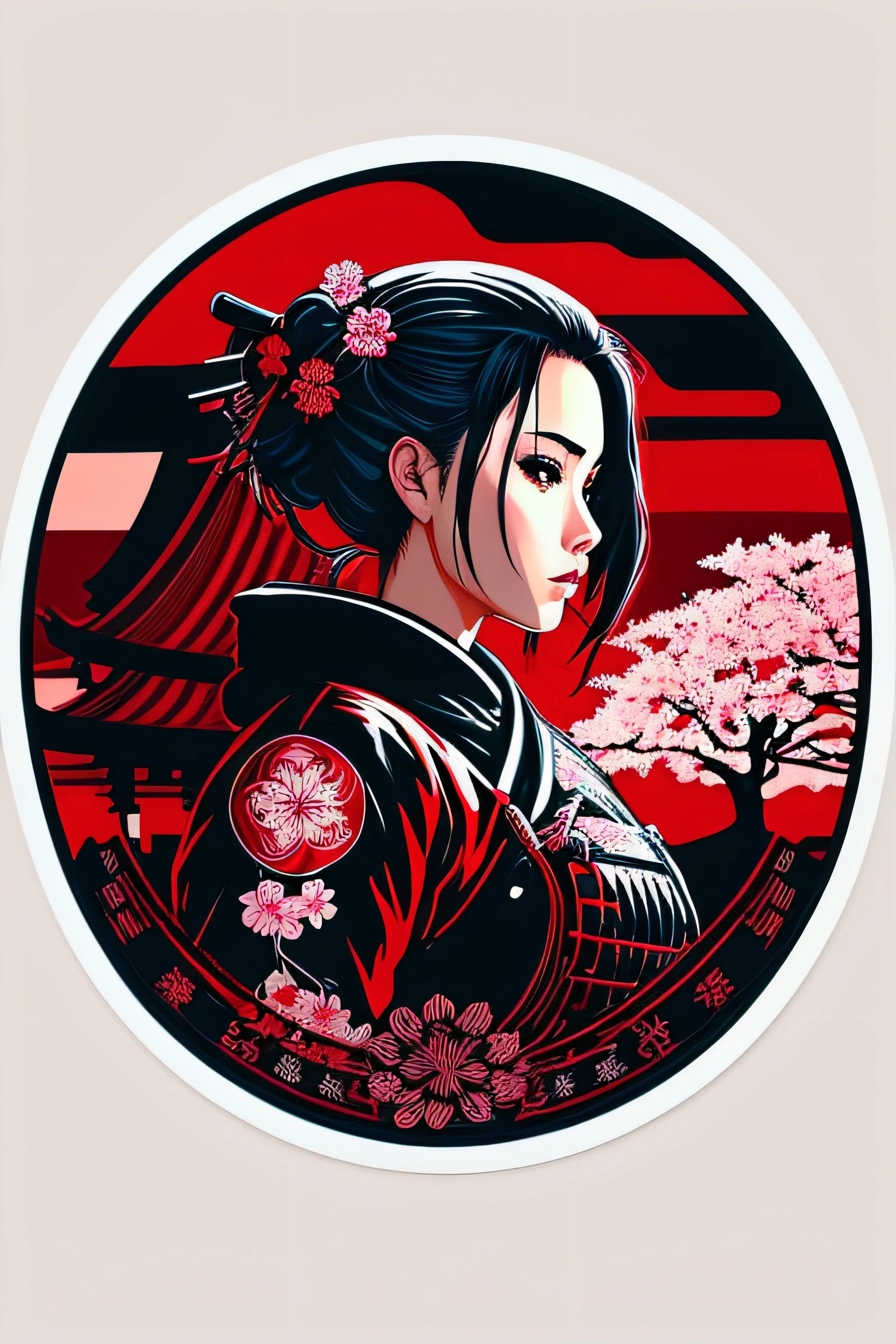 ((autocollants)), 1fille, très détaillé, Ronin femme sexy, samouraï, bordure de fleurs de cerisier, Japonese tattoos, katana, Japon, nuit, Clair de lune, art de style vectoriel, érotique, style affiche de film, caractères. (chef-d&#39;œuvre:1.2), (Meilleure qualité), (ultra détaillé), (8k, 4k, complexe),(très détaillé:1.2),