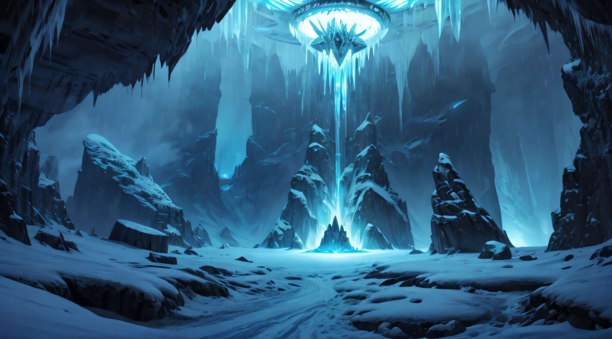 (not important,strong emphasis on  UFO fleet),vivid colors,bokeh,highres,ultra-detailed,professional,photorealistic,concept artists,landscape,dark,ominous atmosphere,glowing lights,icebergs,stormy clouds,snow-covered mountains,crystal clear blue skies,ice caves,shadowy figures,alien technology,extraterrestrial presence,menacing energy orbs,metallic saucers,holographic displays,dark secrets,conspiracy theories,fear and awe-inducing,unearthly power,mythical and mysterious,otherworldly dimensions,paranormal activities,unexplored territory,thrilling encounter,dystopian future,alternative history