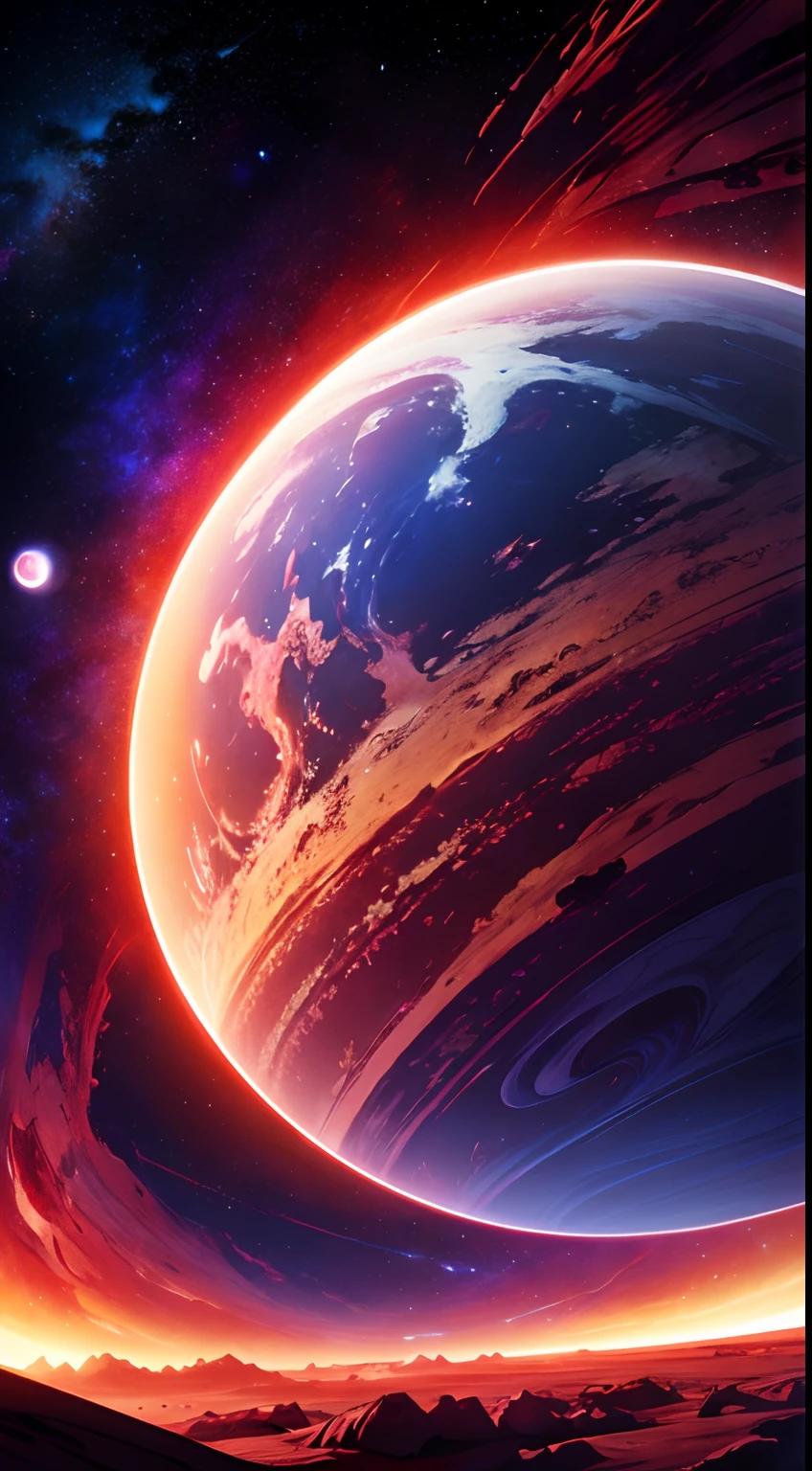 巨大的氣體行星, a red planet in the 空間, 華麗的, 空間, 豐富多彩的, 天文學壁紙, 螺旋星系,, 宇宙, 宇宙, 史詩,