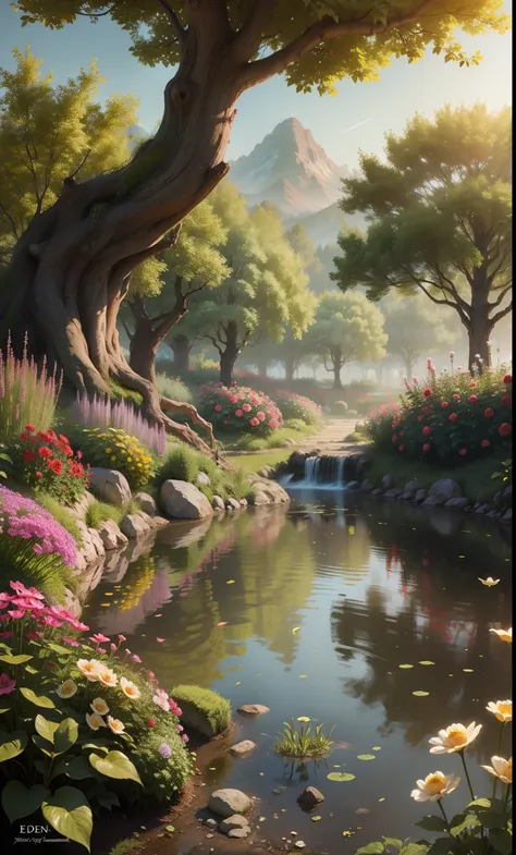 Eden's garden in heaven, beautiful landscape, magestic, ethereal ...