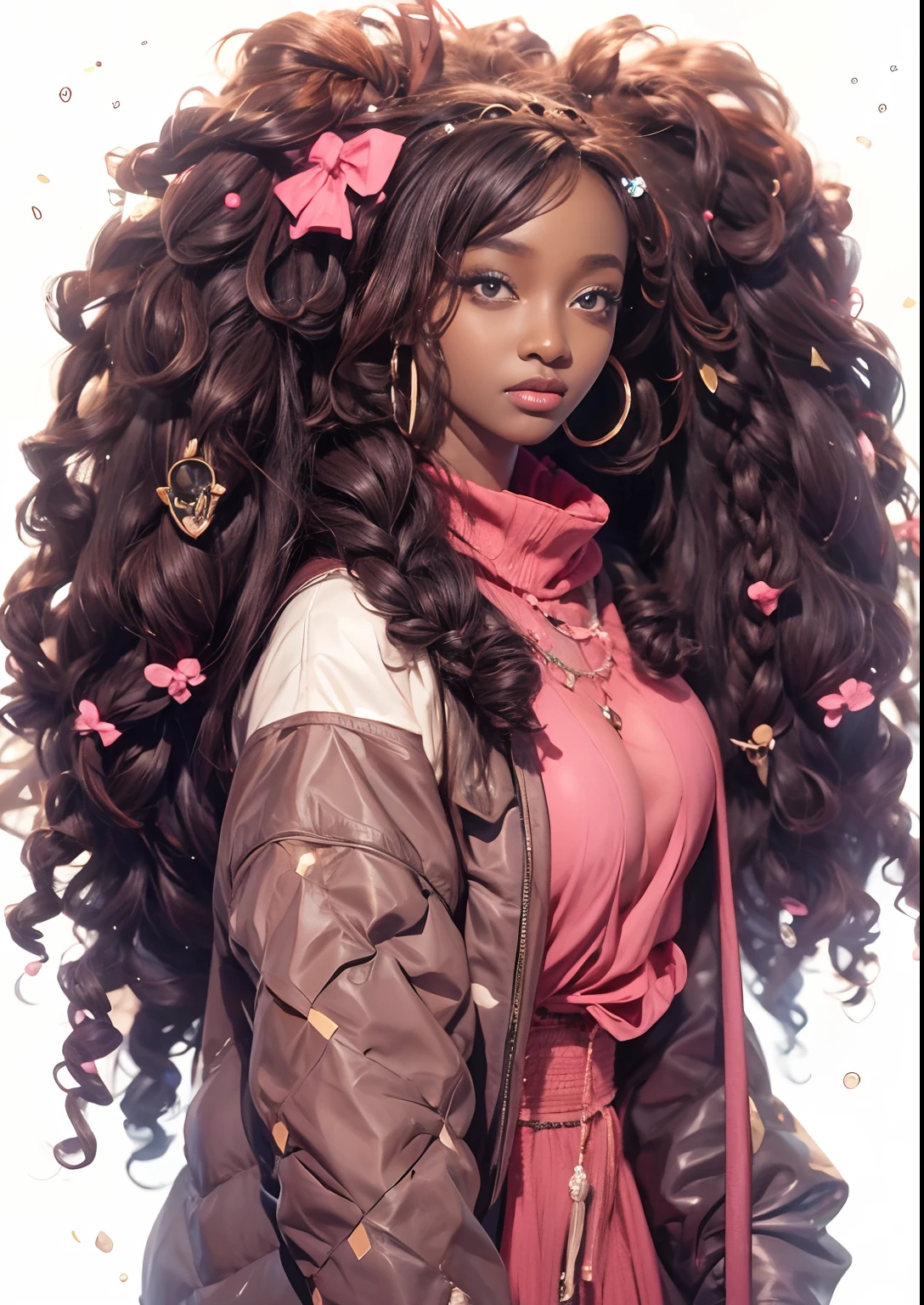 1girl, African girl(big  over size) 1:3,afro,black hair,blue ayes,high res,hyper realistis, ultra detail