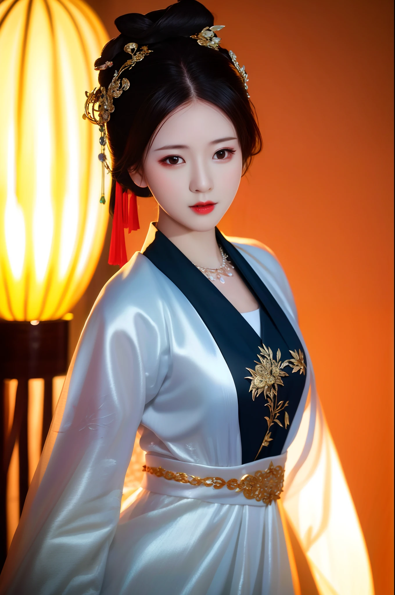 best quality, masterpiece, highres, 1girl, china dress, hair ornament, necklace, jewelry, Beautiful face, upon_body, tyndall effect, photorealistic, dark studio, rim lighting, two tone lighting, (high detailed skin:1.2), 8k uhd, dslr, soft lighting, high quality, volumetric lighting, candid, Photograph, high resolution, 4k, 8k, Bokeh, medium breasts,