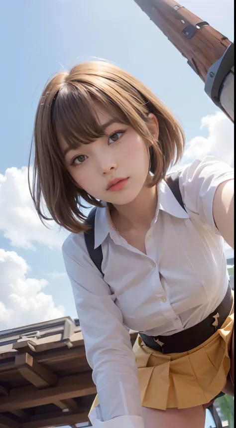 (shoot from below:1.5), Front angle, (from below :1.4), (crotch focus:1.2), (low angle:1.2), 
BREAK,
(masterpiece, best quality, highly detailed, ultra detailed, high resolution, absurdres, 4K, 8K:1.2), 
from below, Beautiful schoolgirl, 校服, White open col...