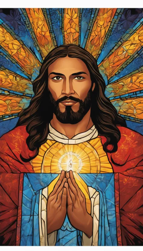 "Experience the divine presence of Jesus Christ in a whole new way with this stunning portrait, rendered in the style of bold and vibrant North American comics."
