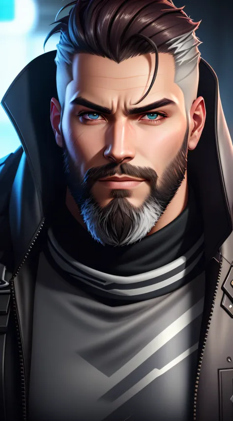 a close up of a man with a beard and a jacket, baptiste from overwatch, as overwatch character, sigma from overwatch, hanzo from overwatch, badass anime 4 k, as an overwatch character, cinematic full character, portrait of adam jensen, photorealistic artst...
