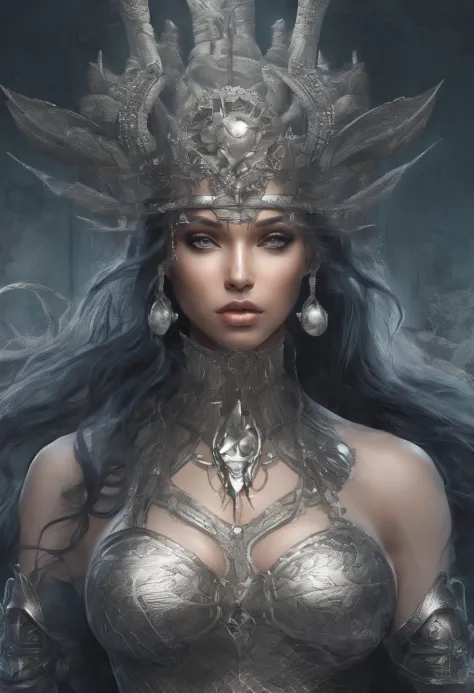 All over the mermaids，with a crown on her head, portrait of mermaid warrior, portrait of mermaid queen, Fantasy art style, Extremely detailed Artgerm, Phlegm sputum, phlegm | Art germ, Fantasy art Behance, Deviantart ArtStation CGSCOSIETY, 2. 5 D CGI anime...