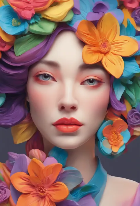 a close up of a woman with a flower in her hair, trending on artstration, girl with a flower face, glossy digital painting, Digital painting style, Beautiful digital illustration, Innocent look. rich and vivid colors, beautiful digital painting, stunning a...