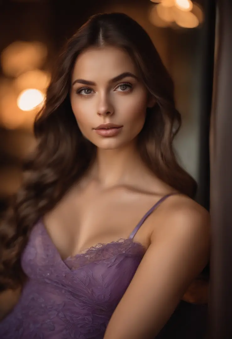arafed woman with a beautiful dress, sexy girl with brown eyes, portrait sophie mudd, brown hair and large eyes, selfie of a young woman, bedroom eyes, violet myers, without makeup, natural makeup, looking directly at the camera, face with artgram, subtle ...