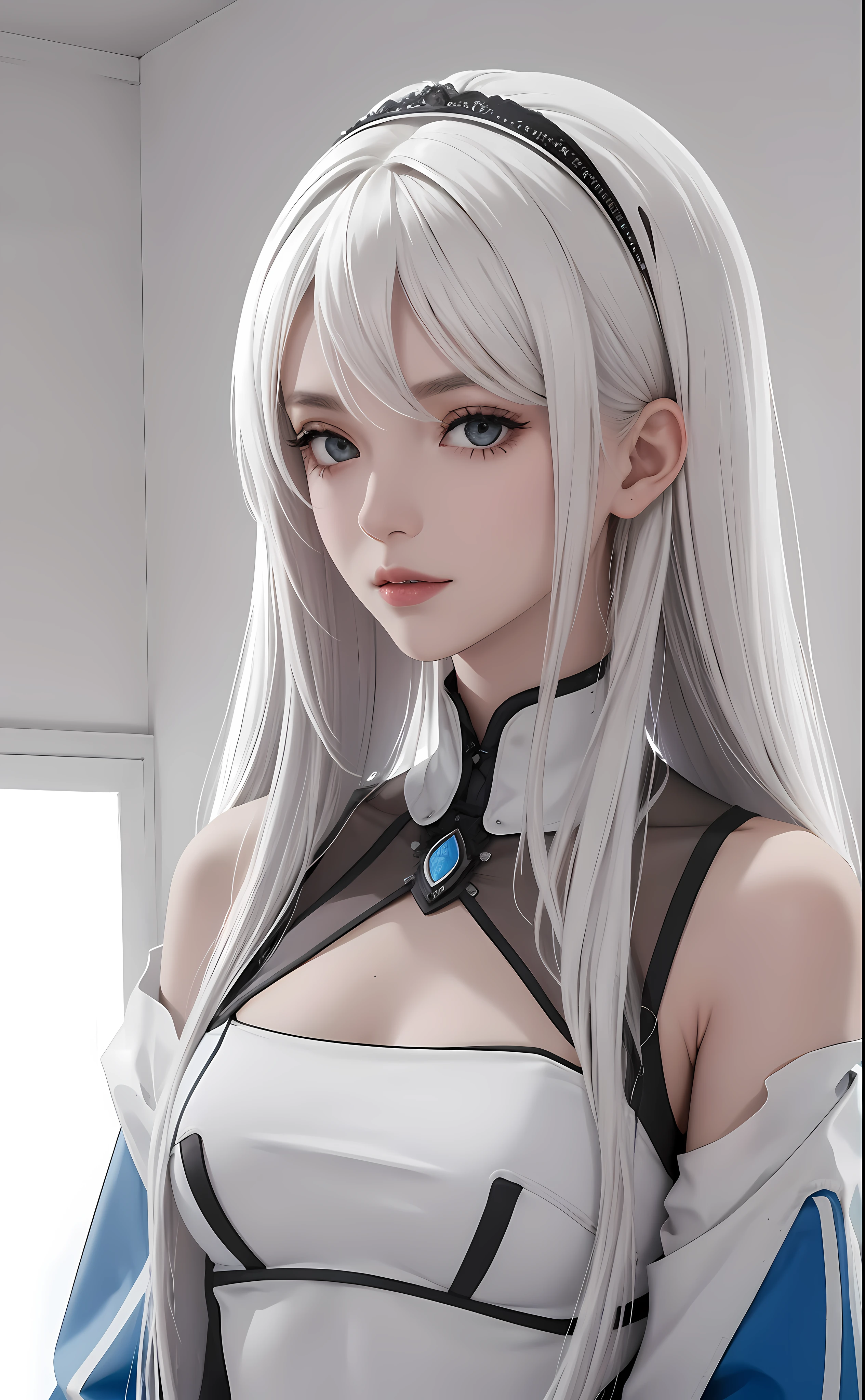 (8k), sharp focus, highres, 1girl, upperbody, Midoridef, white  hair,(high qualiy:1.2), (High detail:1.2), (master part:1.2), (extremely detaild:1.2),