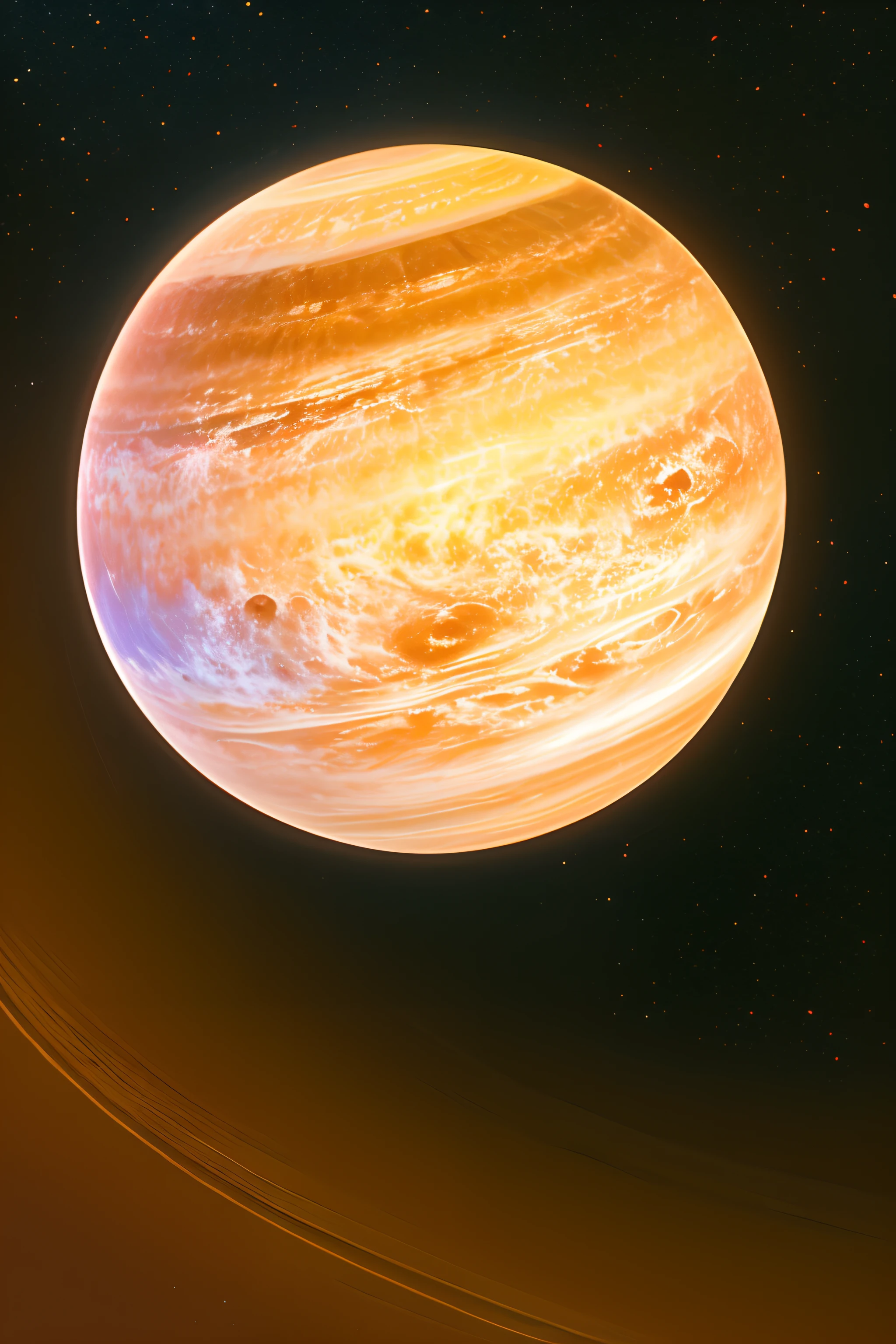 A close up of a planet with a star in the background - SeaArt AI