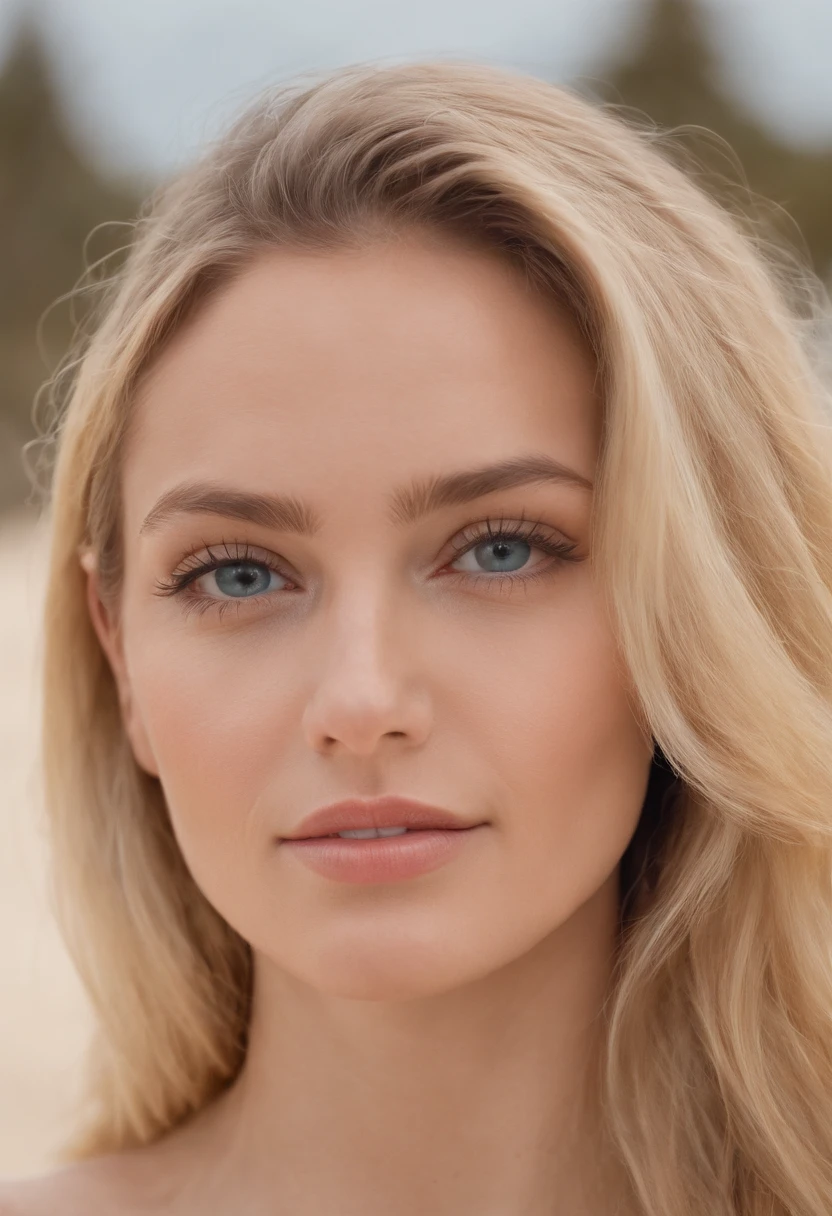 A close up of a woman with long blonde hair and blue eyes - SeaArt AI