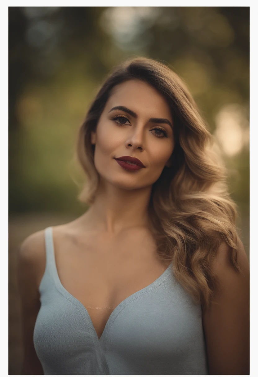 A woman with long hair and a blue top posing for a picture - SeaArt AI