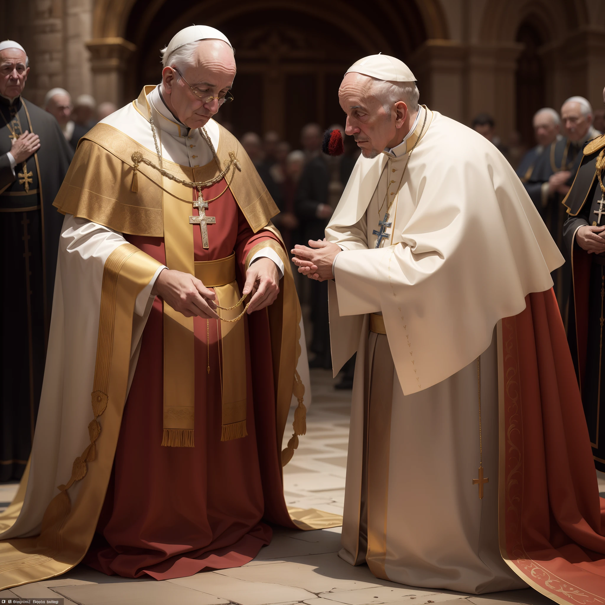 Arafed popes in robes standing in a church with a priest - SeaArt AI