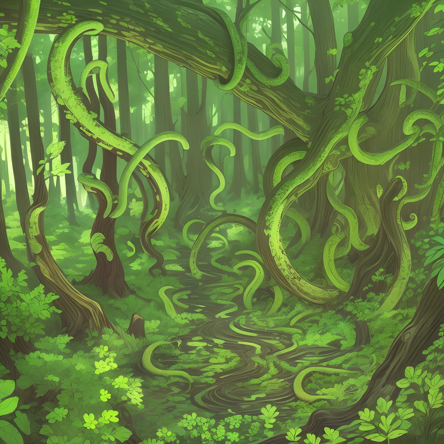 Tentacles, Lots of tentacles, woods, Tentacles in the forest