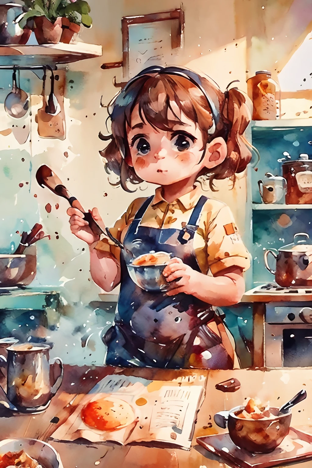 menina cozinhando