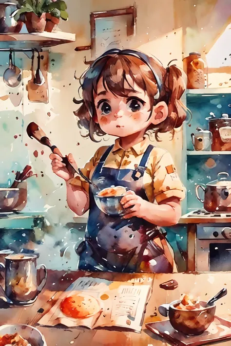 menina cozinhando