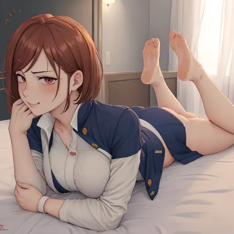 Anime girl, schoolgirl uniform, ((soles)), ((masterpiece)), (best quality), perfect anatomy, huge boobs, highres, detailed, 1gir...