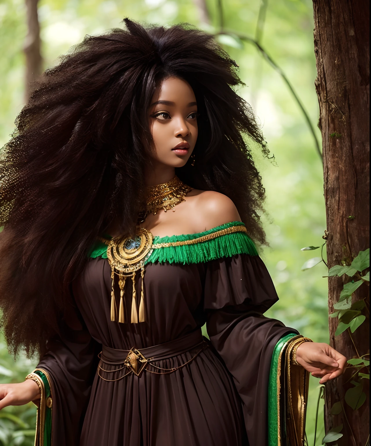 1人の女の子, アフリカの少女(大きめ) 1:3,アフロ,黒髪,青賛成,高解像度,超現実的な, 超詳細